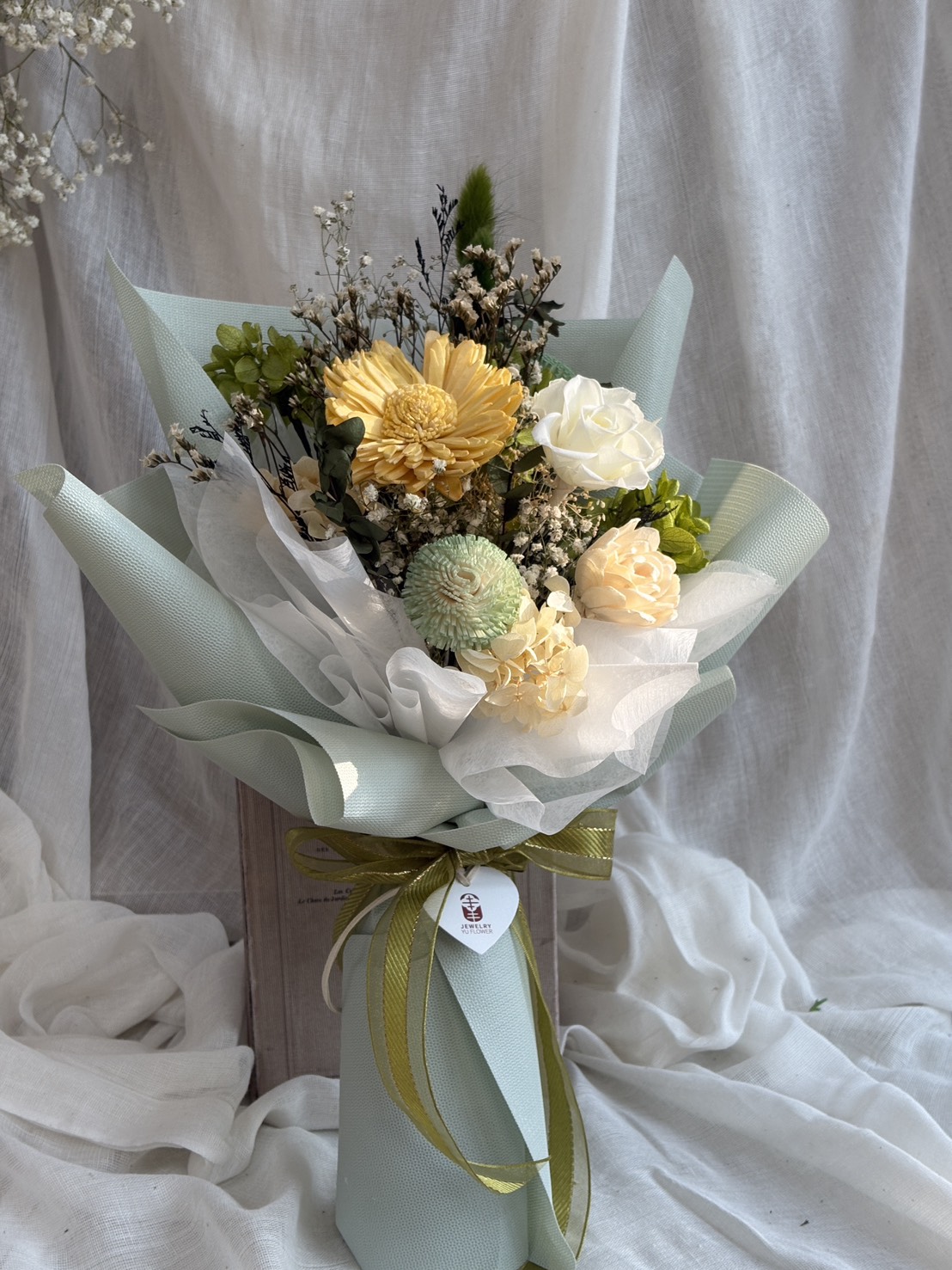 活力綠永生花束